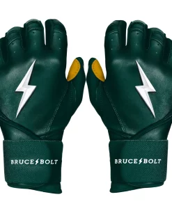 Bruce Bolt Batting Gloves – PREMIUM PRO Youth Long Cuff -Bats Elegant Shop Long Cuff Green 1
