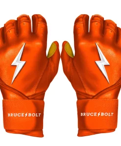 Bruce Bolt Batting Gloves – PREMIUM PRO Adult Long Cuff -Bats Elegant Shop Long Cuff Orange 1 1