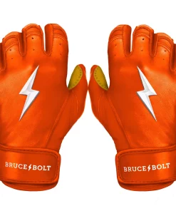 Bruce Bolt – PREMIUM PRO Adult Short Cuff Batting Gloves -Bats Elegant Shop Short Cuff Orange 1