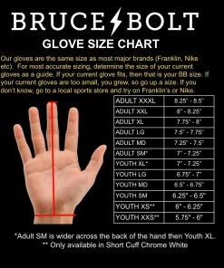 Bruce Bolt – PREMIUM PRO Youth Short Cuff Batting Gloves -Bats Elegant Shop Size Chart 2 1