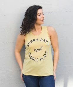 Baseballism Sunny Days And Double Plays (Yellow) – Aya Tank -Bats Elegant Shop SunnyDaysTankYellow 3